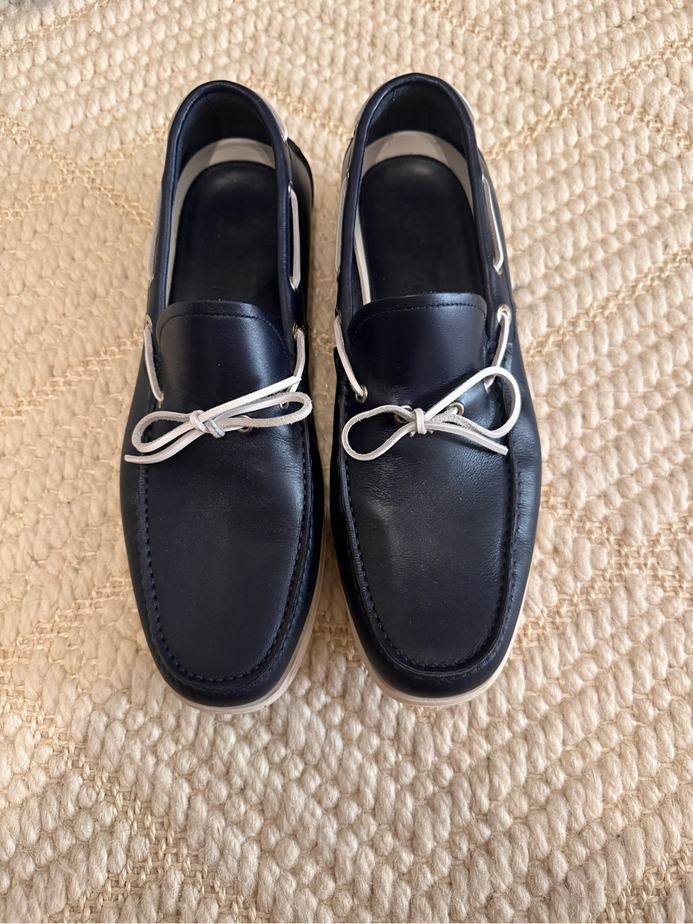 Ferragamo boat shoes navy blue